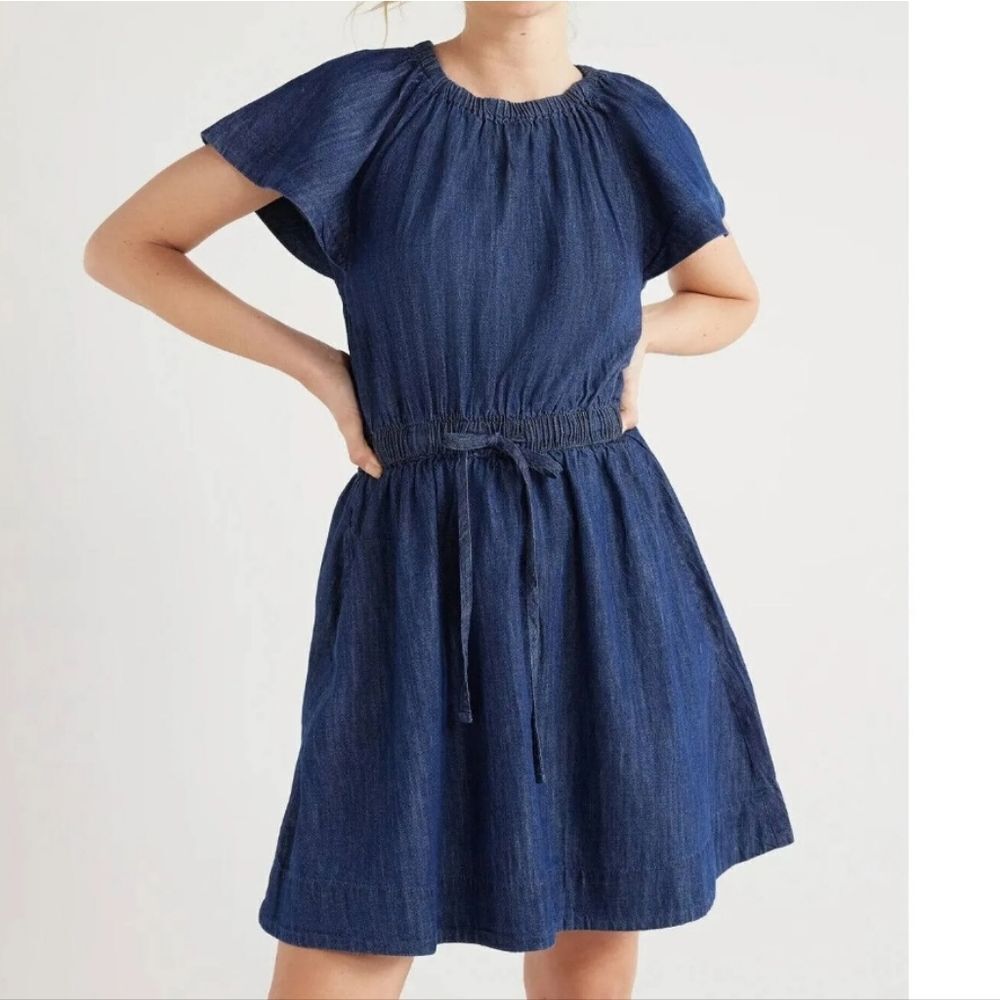 Free Assembly Blue Demim Fit And Flare Mini Dress Size Medium